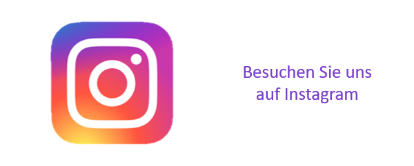Hinweis auf Instagram mit Logo und den Worten: "Besuchen Sie uns auf Instagram"